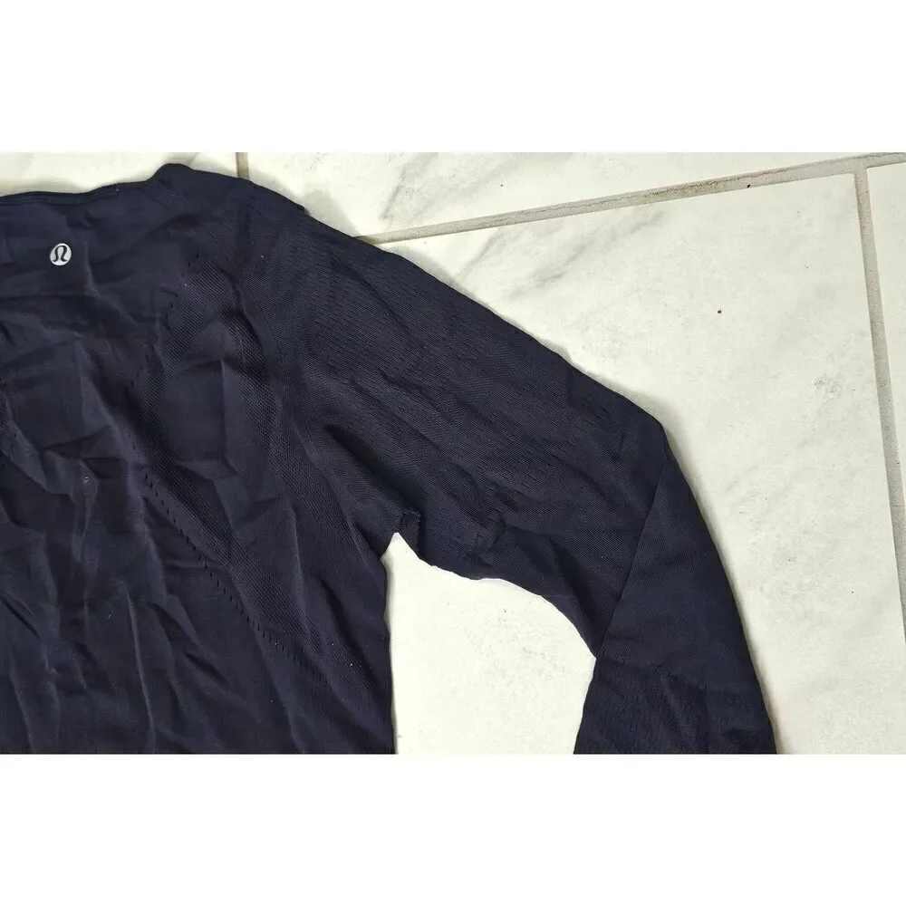 Lululemon Dark Navy Blue Reveal Long Sleeve Size 4/6 RARE Special Edition Breeze